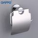 Тримач для туалетного паперу із кришкою GAPPO G1803 округлий металевий хром 3 з 7