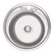 Мийка на кухню сталева кругла LIDZ 495мм x 495мм мікротекстура 0.6мм із сифоном LIDZ490AMDEC06 1 з 4