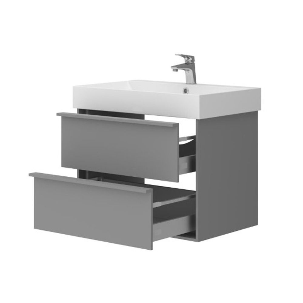 Тумба із умивальником DEVIT Quadra 70.4x60.3x45см підвісна сіра 083070G