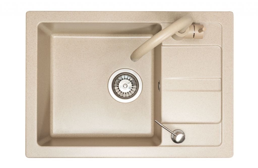 Кухонний комплект set 5v1 REA Nils 620x440x170мм мийка зі змішувачем, сифоном та дозатором бежева ZLE-00102