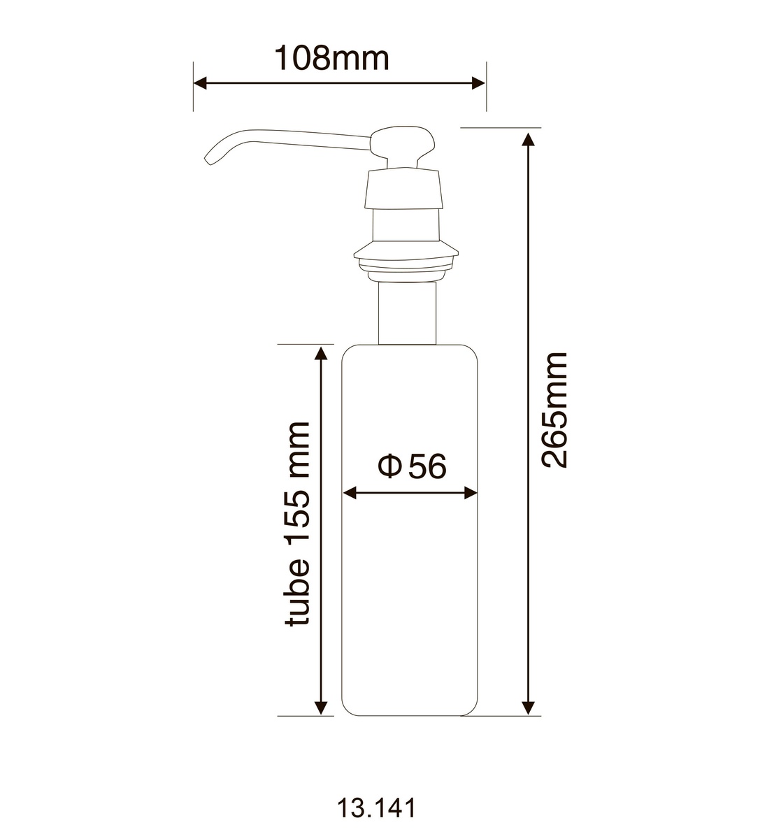 Дозатор врезной для кухонной мойки HOTEC HOTEC 13.142 000020518 на 350мл металлический хром