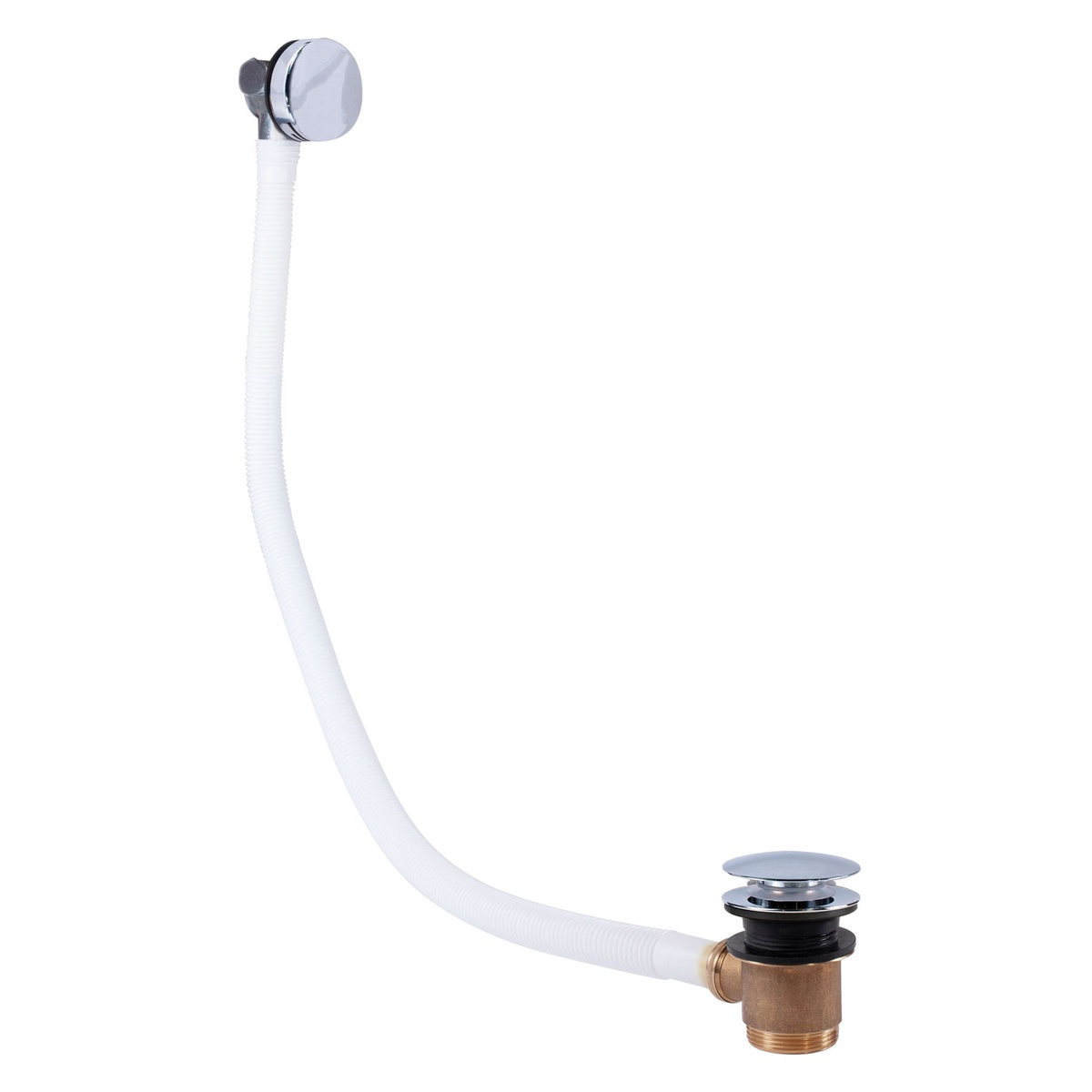 Донний клапан натискний для ванни TRES мм із переливом метал 1 1/2" глянцевий хром 13453430