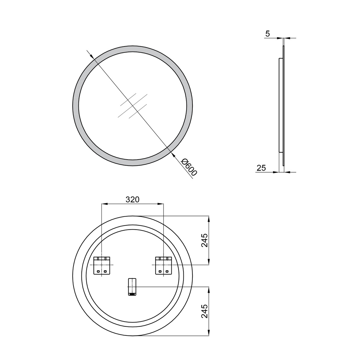 Дзеркало кругле для ванної Q-TAP Virgo 60x60см із підсвіткою QT1878250660W