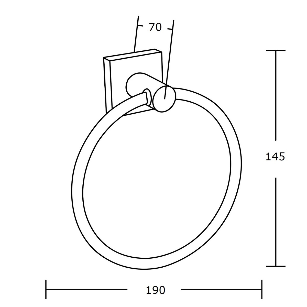 Держатель-кольцо для полотенец MEXEN Rufo 190мм прямоугольный металлический черный MEX-7050932-70