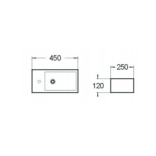 Умивальник підвісний MEXEN INEZ 450x250x120мм прямокутний правосторонній білий MEX-21434500R