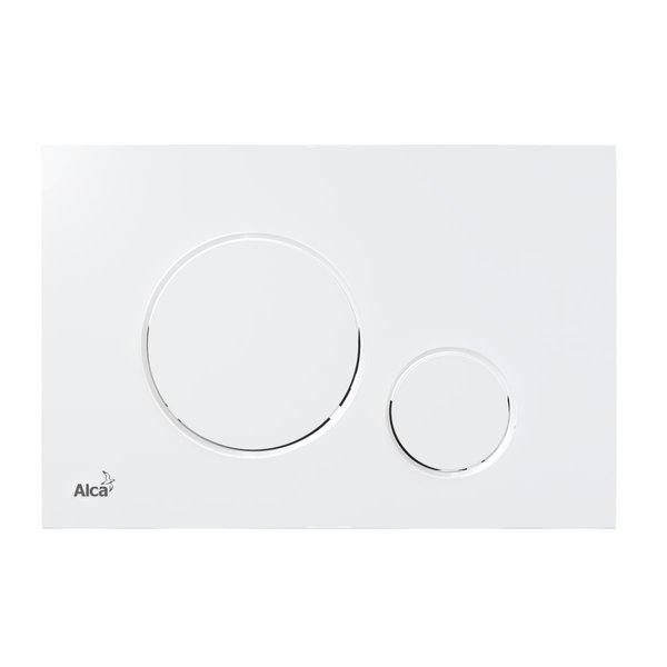 Кнопка слива для инсталляции ALCAPLAST пластиковая двойная глянецевая белая M670