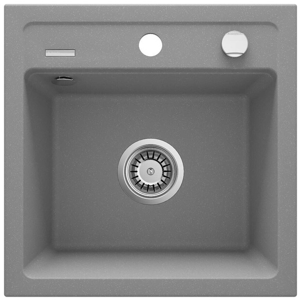 Мийка для кухні гранітна квадратна DEANTE Zorba 440x440x184мм із сифоном сіра ZQZ_S103