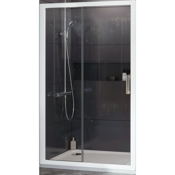 Двері для душової ніші RAVAK 10° DP2-100 скляні універсальні розсувні двосекційні 190x100см прозорі 6мм профіль білий 0ZVA0100Z1
