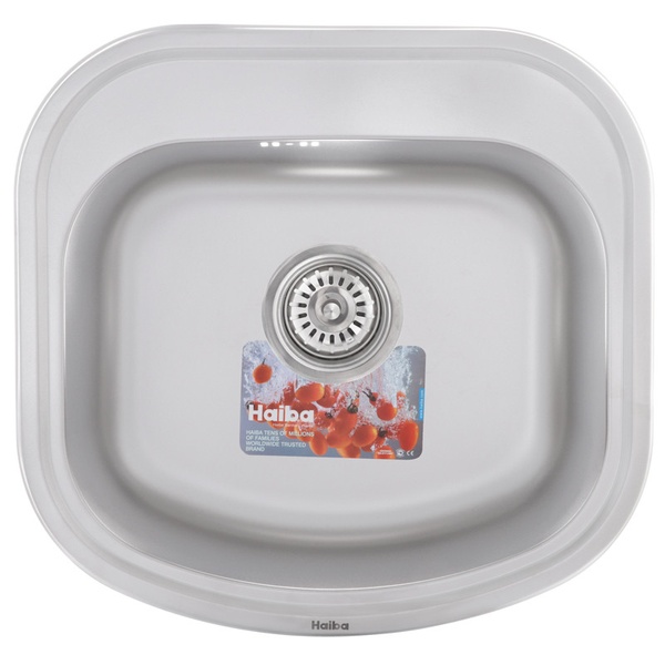 Мийка для кухні із нержавіючої сталі прямокутна HAIBA Satin 490x470x180мм матова 0.8мм із сифоном HB0537