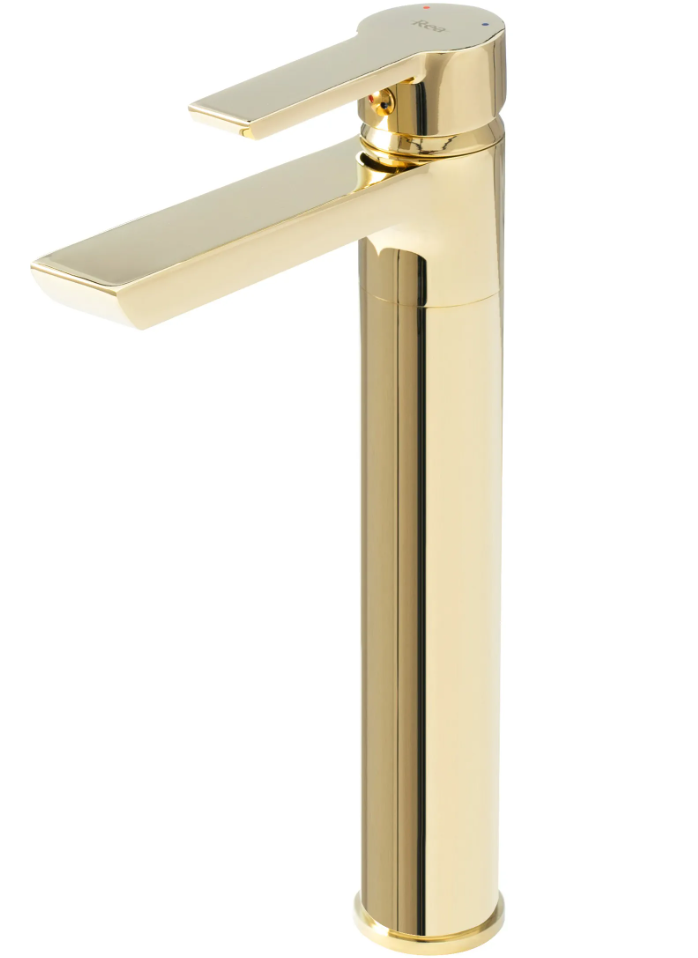 Змішувач для умивальника із високим виливом REA ARGUS GOLD золотий латунь REA-B6213