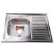 Кухонная мойка металлическая прямоугольная накладная MIRA 600мм x 800мм микротекстура 0.8мм с сифоном 000014472 1 из 2