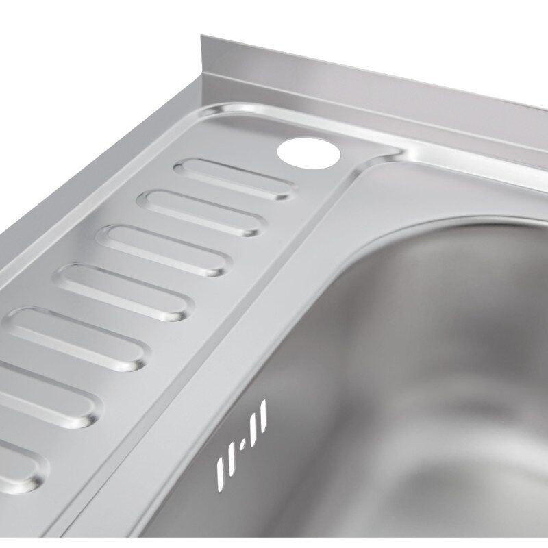 Мийка на кухню сталева прямокутна накладна LIDZ 500мм x 600мм матова 0.6мм із сифоном LIDZ6050R06SAT