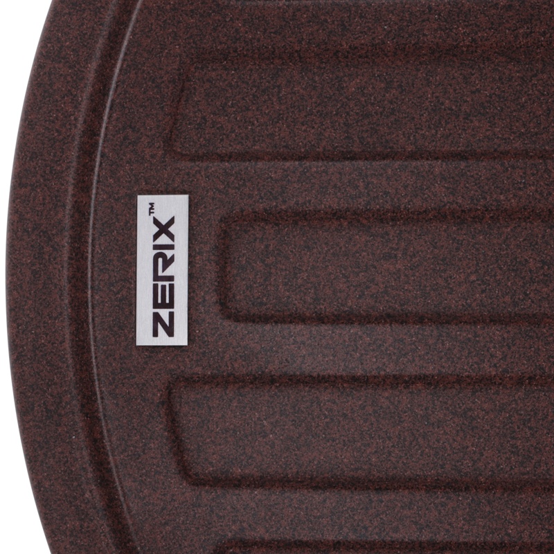 Мойка для кухни гранитная овальная ZERIX ZS-7750R-12 760x500x200мм с сифоном коричневая ZX4560