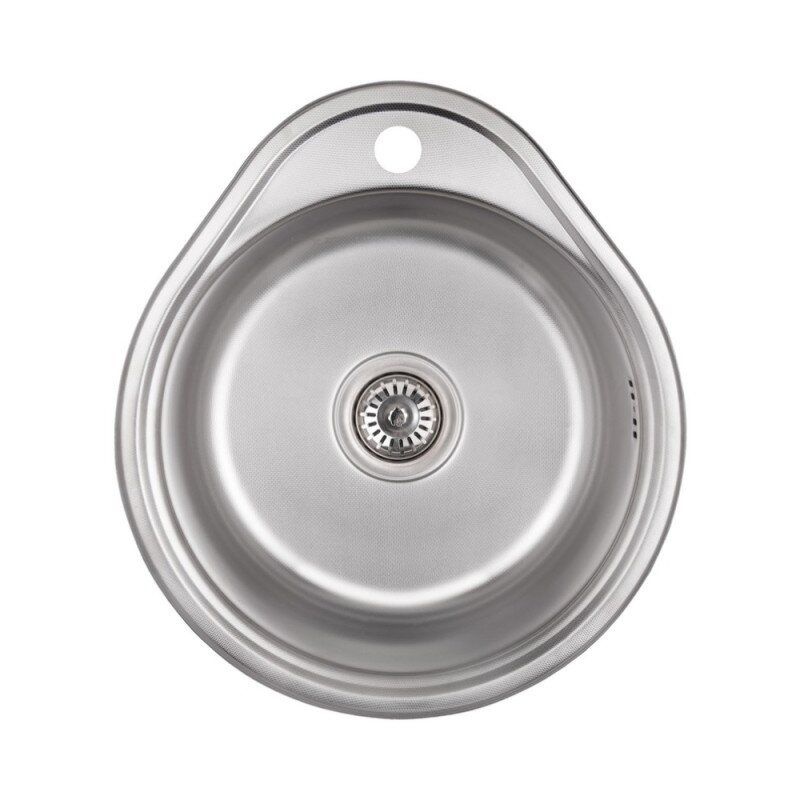 Кухонна мийка із нержавійки кругла LIDZ 430мм x 480мм мікротекстура 0.8мм із сифоном LIDZ4843DEC