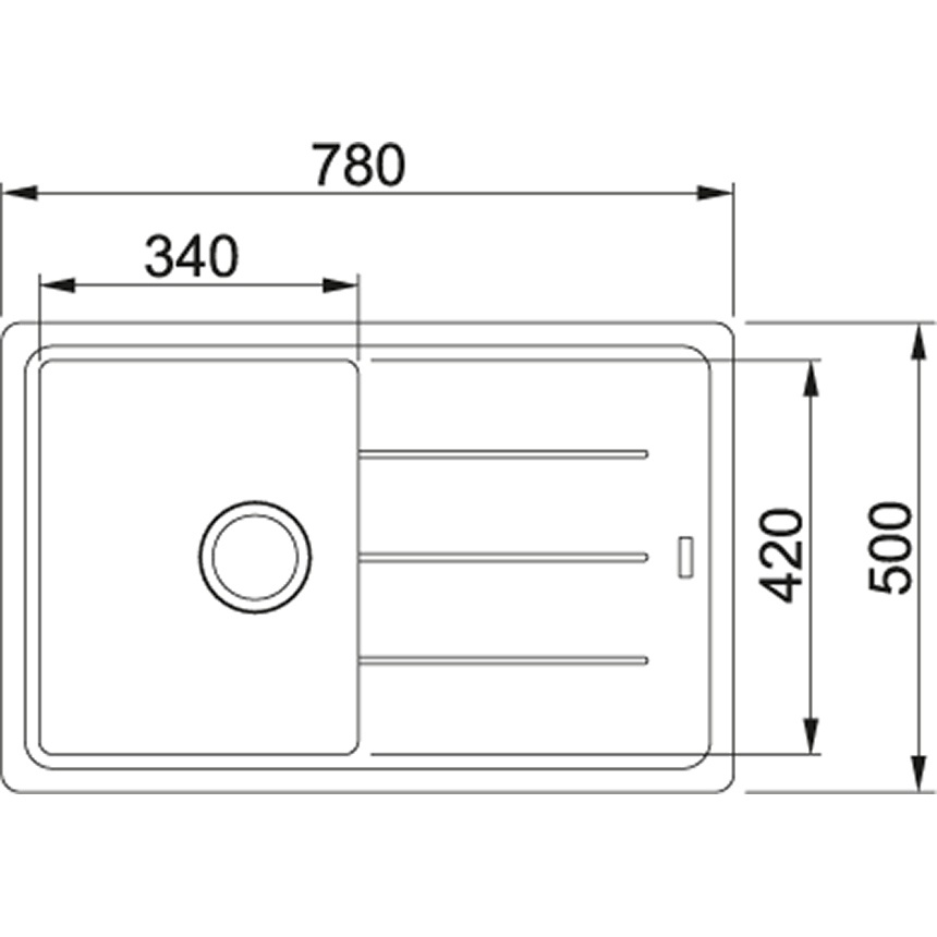 Мойка для кухни гранитная прямоугольная FRANKE Basis BFG 611-78 780x500x200мм с сифоном белая 114.0258.042