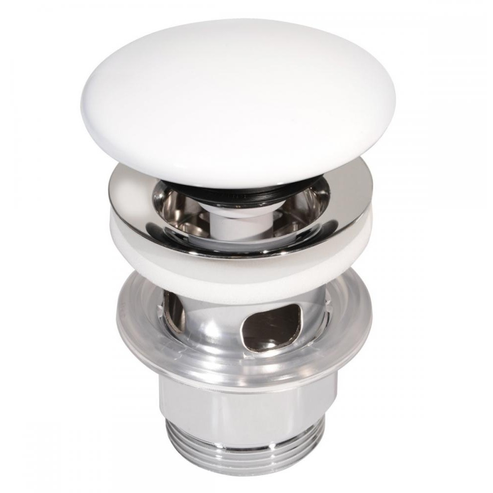 Донный клапан Click-Clack для раковины VILLEROY&BOCH 72мм с переливом керамический 1 1/4" глянцевый белый 8L033401