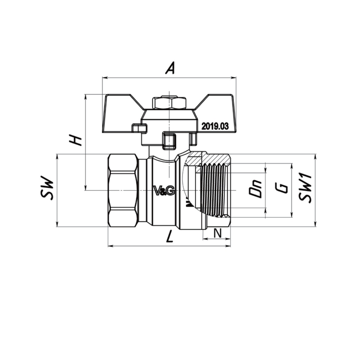 Кран кульовий V&G VALOGIN Optima 1/2" вн-вн PN25бар SQ-1040158