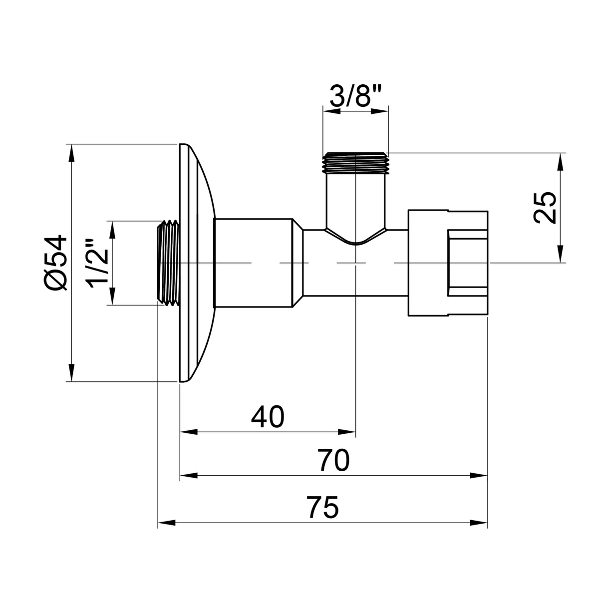 Кран шаровой бытовой ICMA №519 угловой 1/2"x3/8" нр-нр 90519AC07