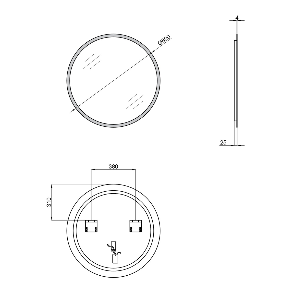 Дзеркало кругле у ванну Q-TAP Virgo 80x80см із підсвіткою QT1878250680W