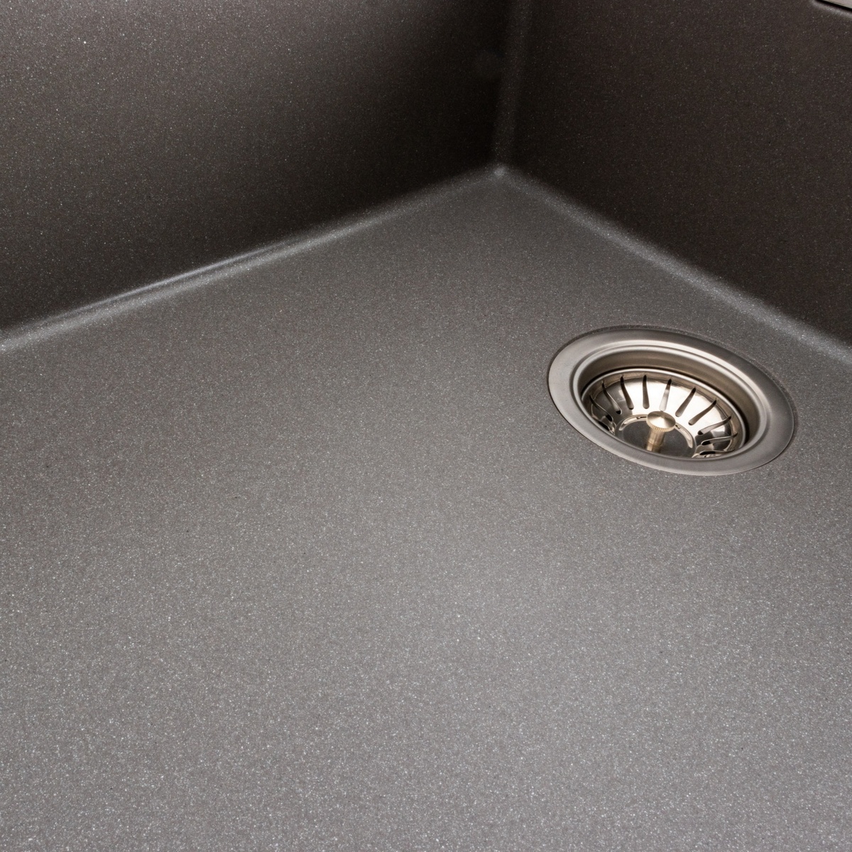 Мийка для кухні гранітна прямокутна PLATINUM 8650 DIAMOND 860x500x190мм із сифоном сіра PLS-A39172