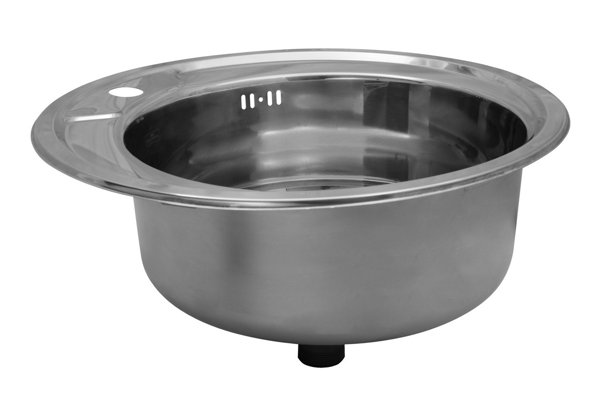 Мийка для кухні із нержавіючої сталі кругла KRONER KRP 490x490x180мм глянцева 0.6мм із сифоном CV022763