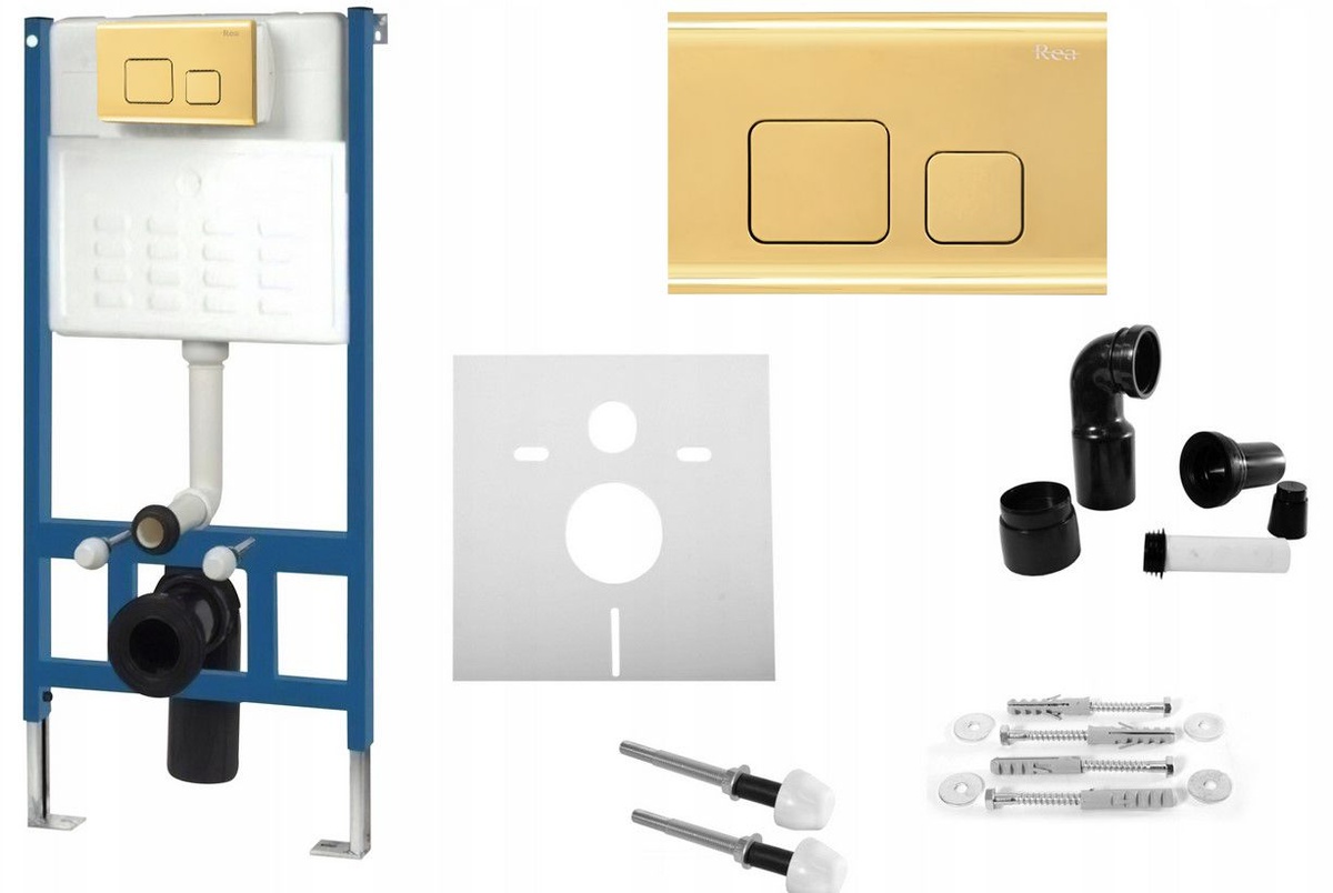 Система инсталляции для унитаза REA F LIGHT GOLD с кнопкой золотая глянец REA-E9851