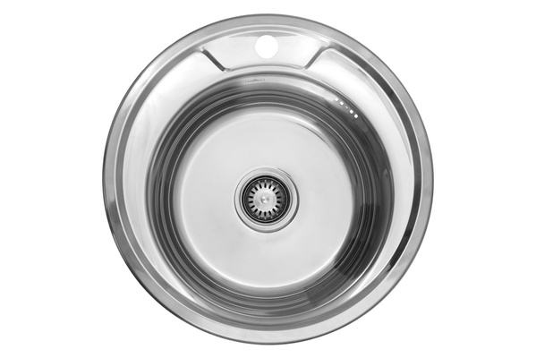 Мойка для кухни из нержавеющей стали круглая KRONER KRP 490x490x180мм глянцевая 0.6мм с сифоном CV022763