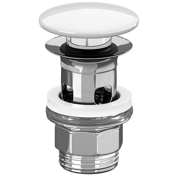 Донний клапан Click-Clack для раковини VILLEROY&BOCH 72мм із переливом керамічний 1 1/4" глянцевий білий 8L033401