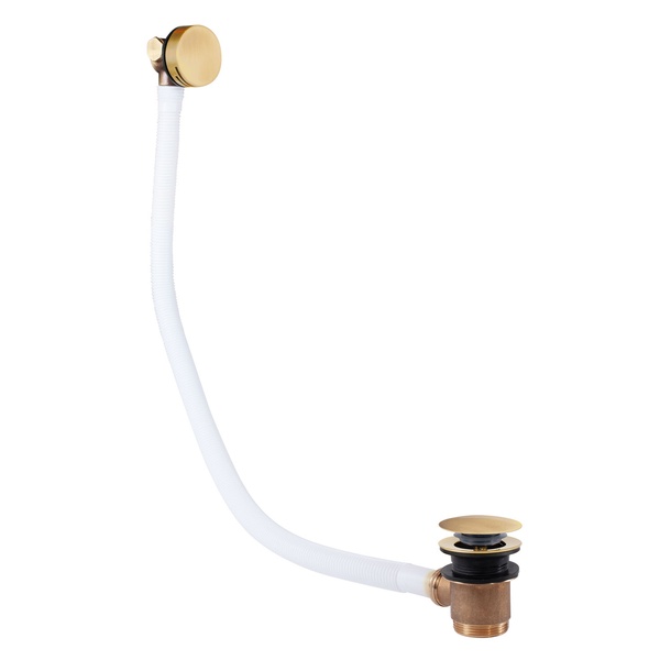 Донный клапан Click-Clack для ванны TRES 70мм с переливом металл 1 1/2" матовый золотой 03453430OM