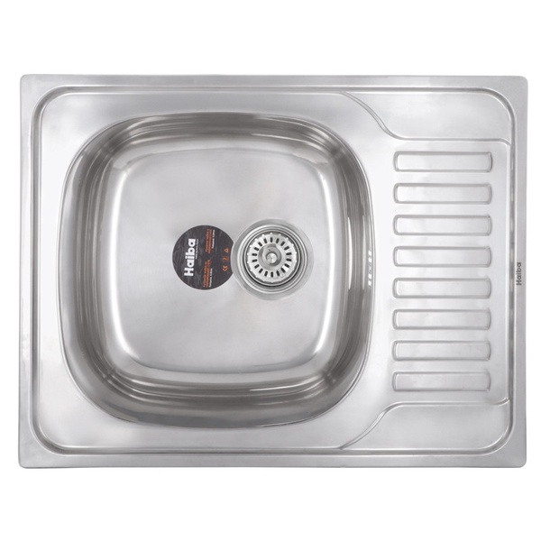Мийка для кухні із нержавіючої сталі прямокутна HAIBA Рolish 650x500x180мм глянцева 0.8мм із сифоном HB0554