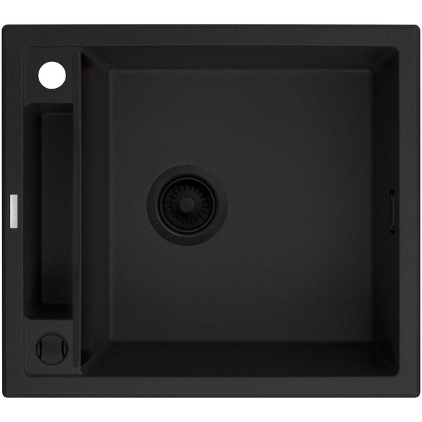 Мийка для кухні гранітна прямокутна DEANTE Magnetic 560x500x219мм із сифоном чорна ZRM_N103
