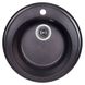 Кухонна мийка керамогранітна кругла COSH 506мм x 506мм чорний із сифоном COSHD51K420 1 з 5