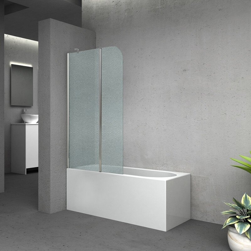 Ширма стеклянная для ванной левая двухсекционная распашная 140см x 120см LIDZ Brama стекло матовое 6мм профиль хром LBSS120140LCRMFR