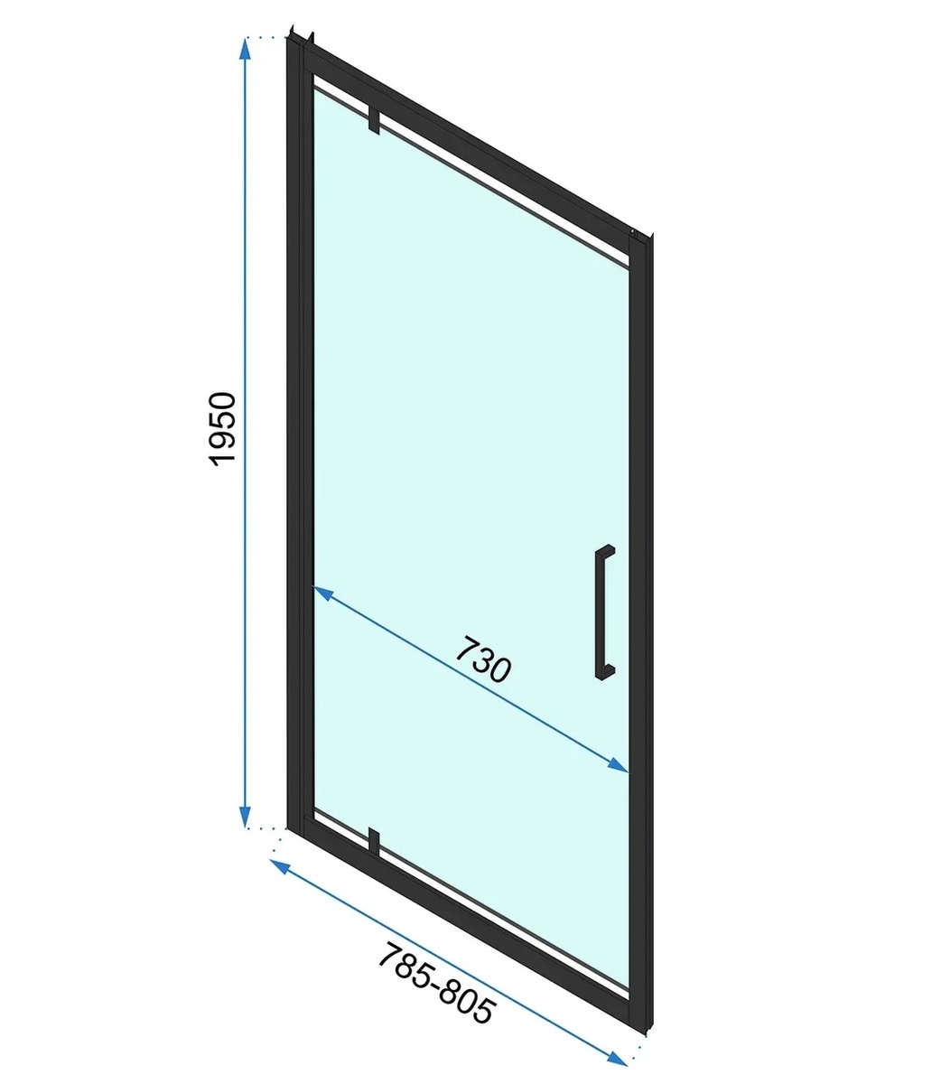 Кабина для душа прямоугольная угловая без поддона REA RAPID SWING 100x80x195см прозрачное стекло 6мм профиль черный REA-K6423 + REA-K6408