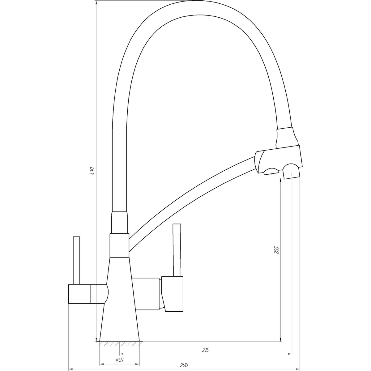 Змішувач для кухні із краном для фільтрованої води GLOBUS LUX LAZER GLLR-0700-11-GRAPHITE графіт латунь 000022990