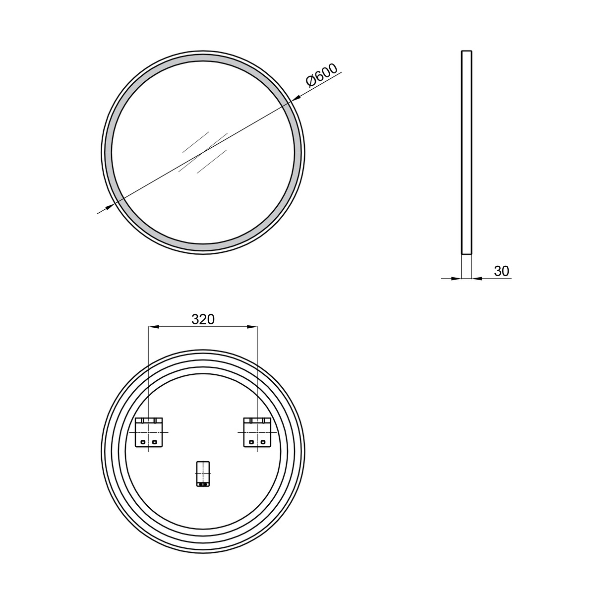 Дзеркало кругле у ванну Q-TAP Robin 60x60см із підсвіткою QT13786502B
