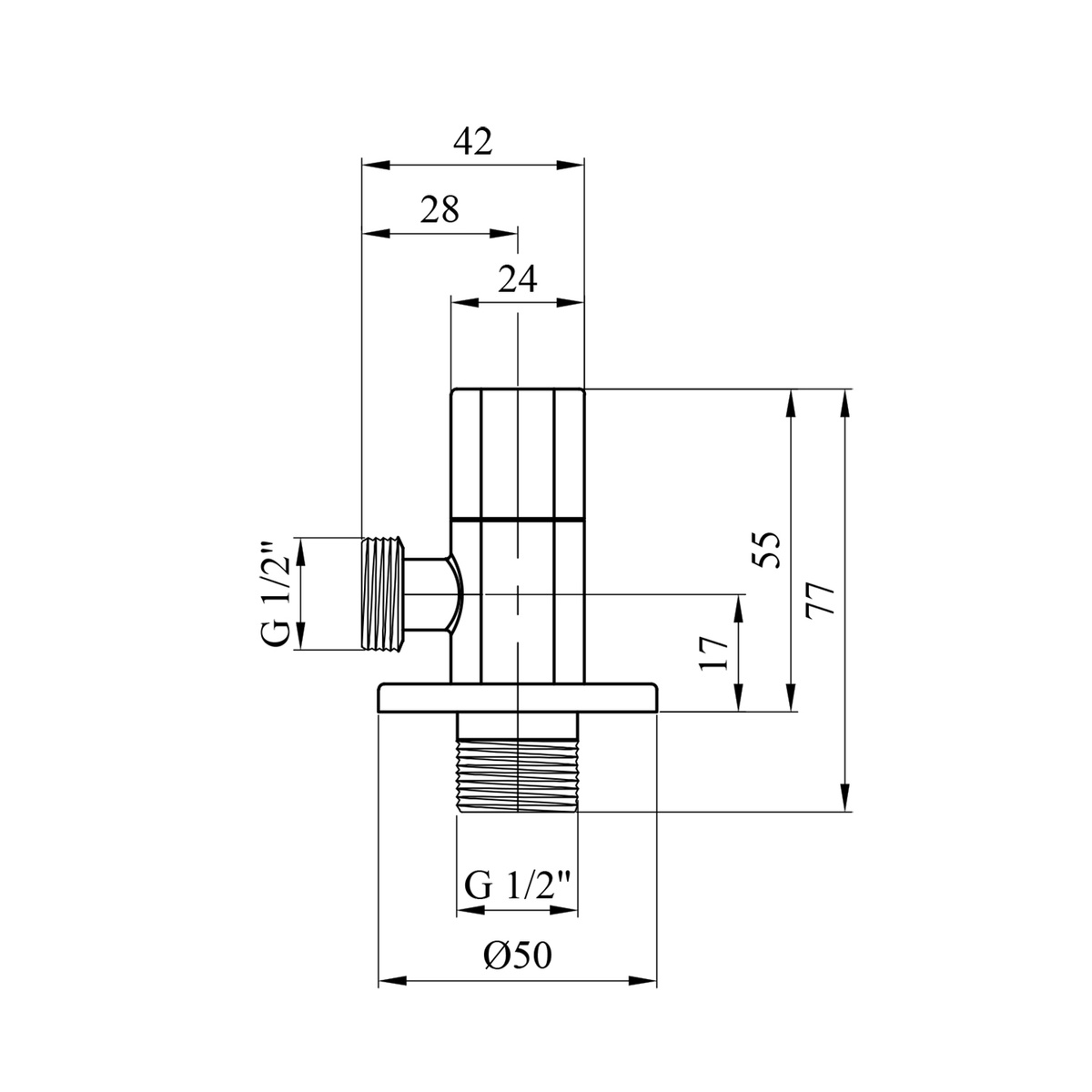 Кран шаровой бытовой KARRO KR-3123-1B угловой 1/2" нр-нр CV030149