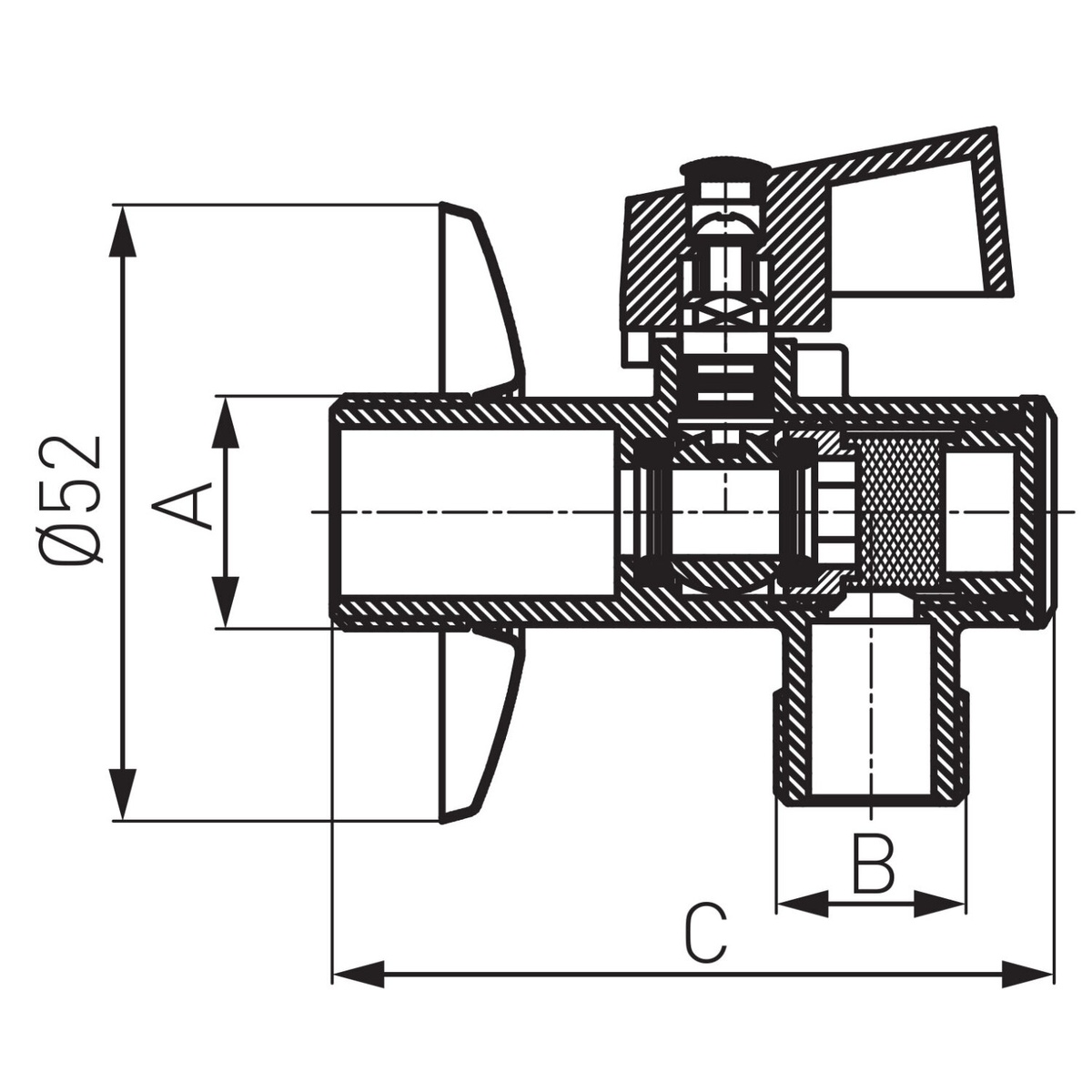 Кран шаровой бытовой FERRO угловой 1/2" нр-нр Z1212KF