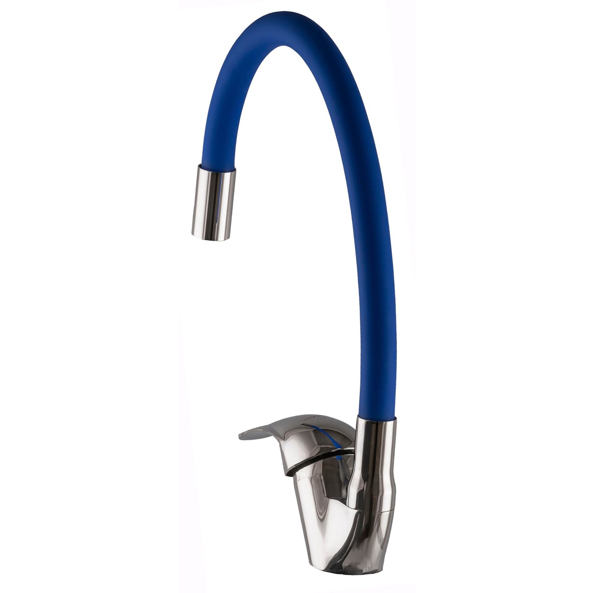 Cмеситель на кухню однорукояточный с гибким шлангом ECOMIX E-GEZ-203SLR-BLUE синий силумин 000014929