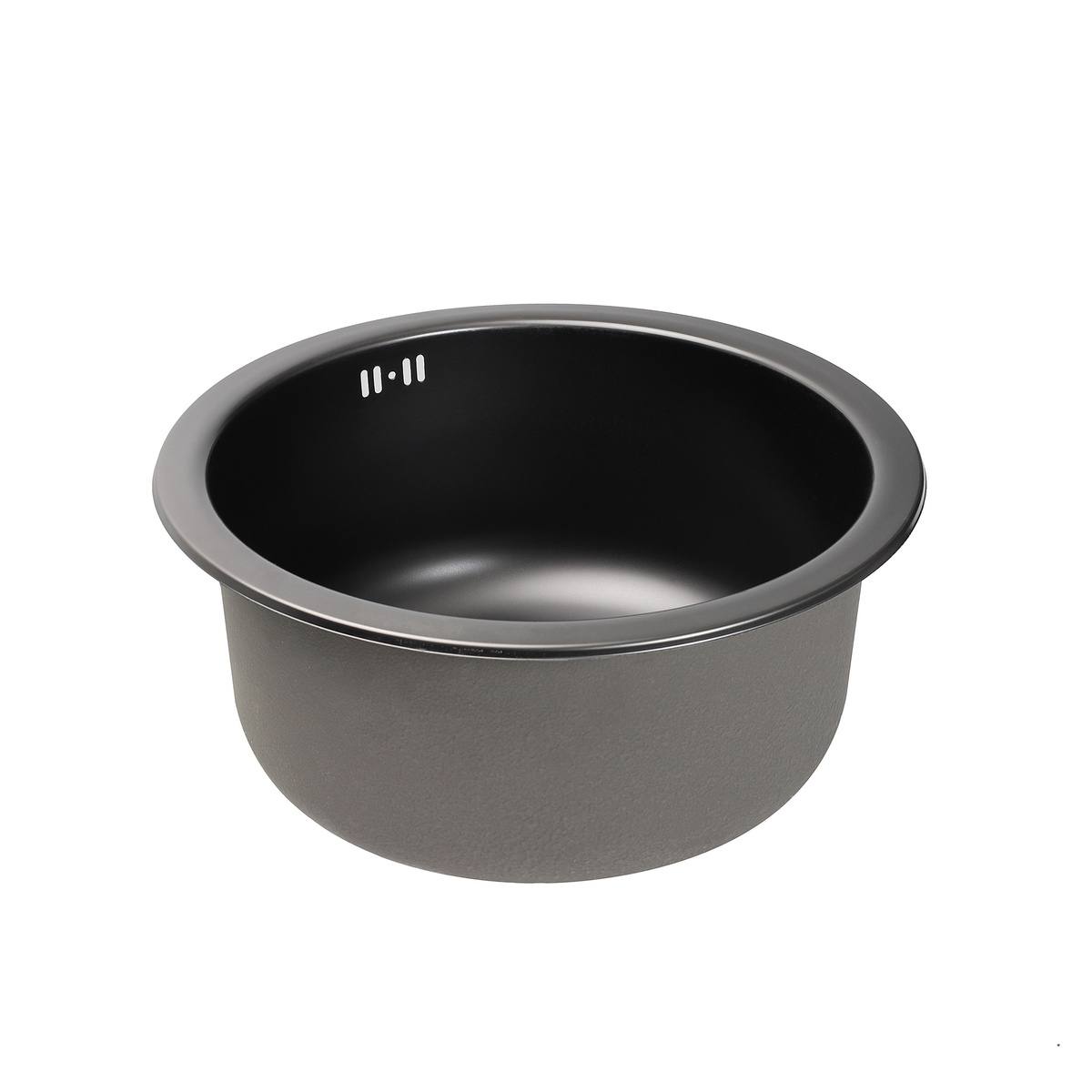 Мийка для кухні із нержавіючої сталі кругла PLATINUM Germece Handmade PVD 420x420x220мм матова 1.5мм чорна із сифоном PLS-A31245