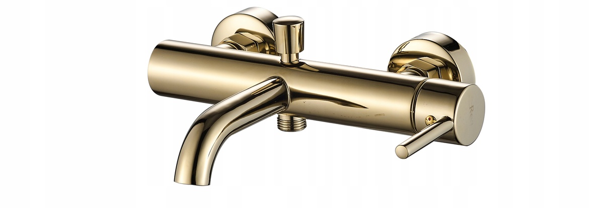 Cмеситель для ванной однорычажный с коротким изливом REA LUNGO L.GOLD золотой латунь REA-B6635