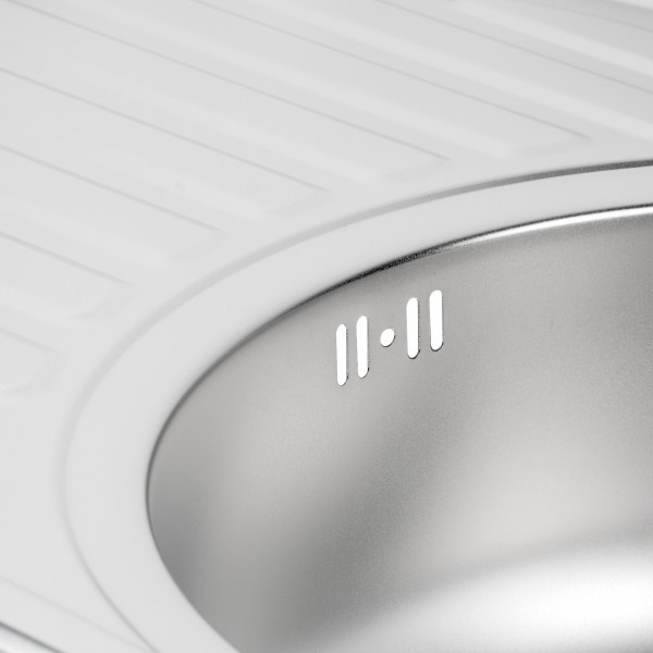 Мийка для кухні із нержавіючої сталі овальна WEZER 770x500x180мм матова 0.8мм із сифоном 7750(0,8)S
