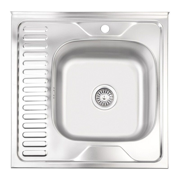 Кухонна мийка із нержавіючої сталі квадратна накладна LIDZ 600мм x 600мм матова 0.8мм із сифоном LIDZ6060RSAT8