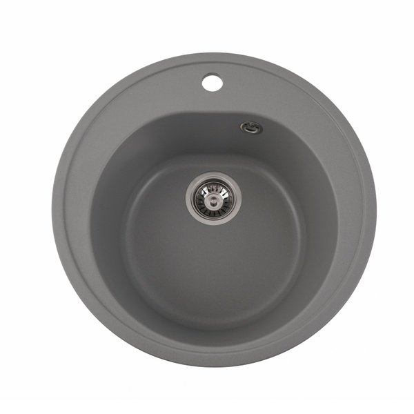 Мийка для кухні гранітна кругла PLATINUM 510 LUNA 510x510x190мм без сифону сіра PLS-A25062