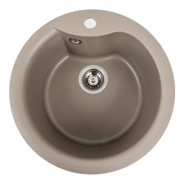 Мийка для кухні гранітна кругла PLATINUM 480 TURAS 480x480x220мм без сифону бежева PLS-A39605