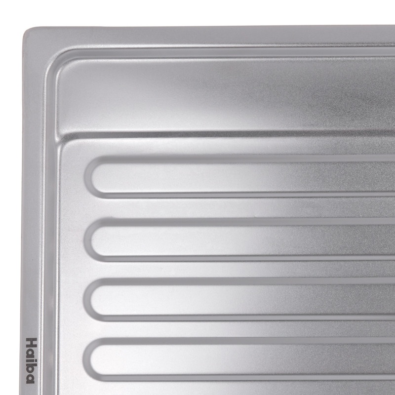 Мийка для кухні із нержавіючої сталі прямокутна HAIBA Satin 780x430x180мм матова 0.8мм із сифоном HB0566