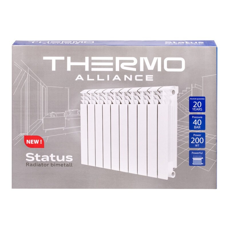 Біметалічний секційний радіатор опалення (10 секцій) THERMO ALLIANCE TAS5 верхнє підключення 560 мм x 800 мм TAS500100B