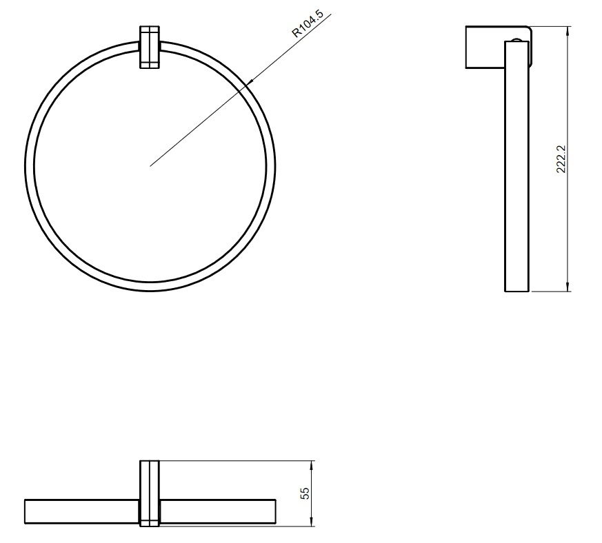 Держатель-кольцо для полотенец COSMIC Extreme 2530171 209мм прямоугольный металлический хром