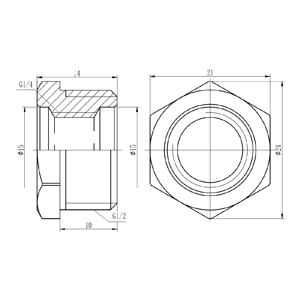 Футорка SANDI FORTE латунь вн-нр 1/2"x1/4" SF374156