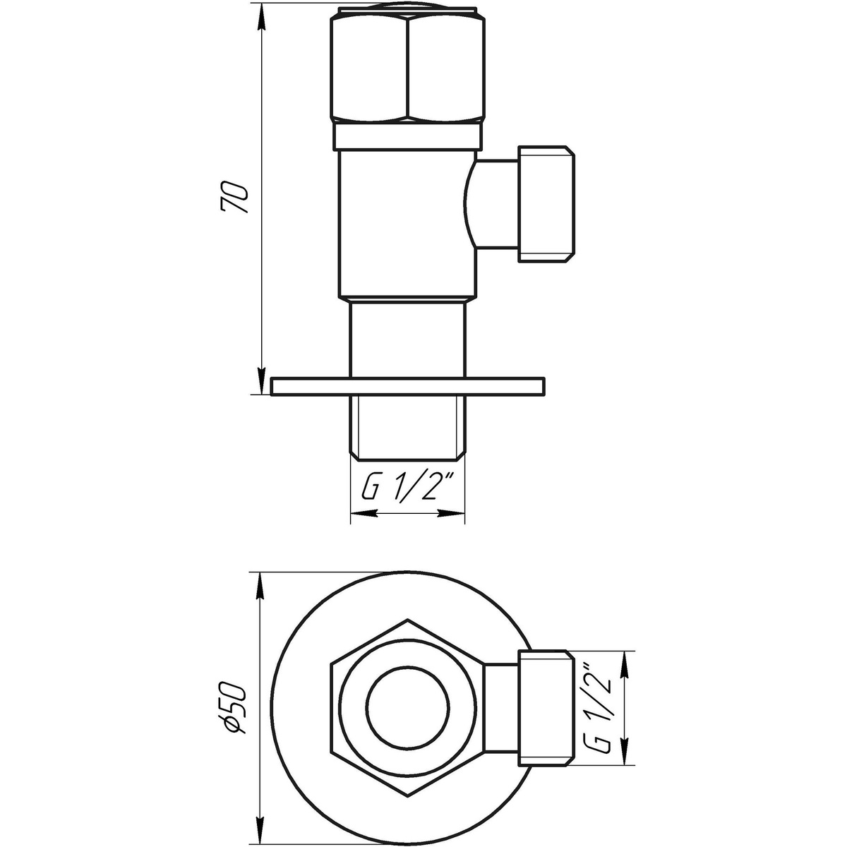 Кран шаровой бытовой QUALITY PROFESSIONAL NV-QP888 угловой 1/2" нр-нр 000017332